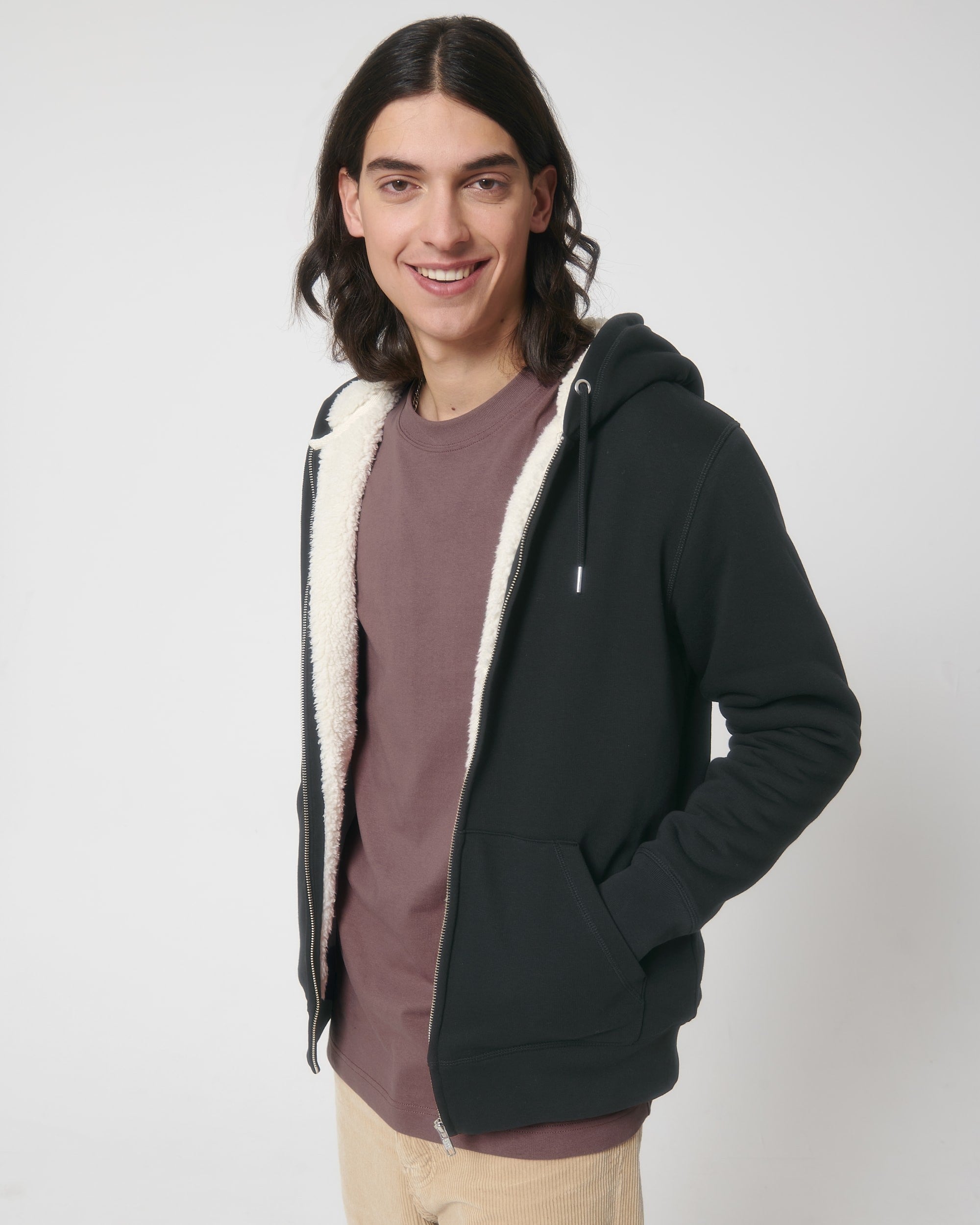 Unisex Hygger Sherpa Zip-Through Sweatshirt | BLACK